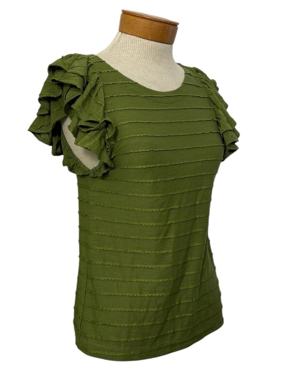 Anthropologie Cress Green Ruffle Textured Blouse NWT XS Romantic Cottagecore Boh